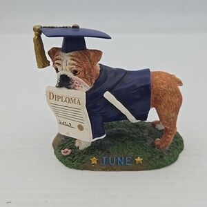 The Danbury Mint Perpetual Calendar Bull Dog Figurine June Graduation